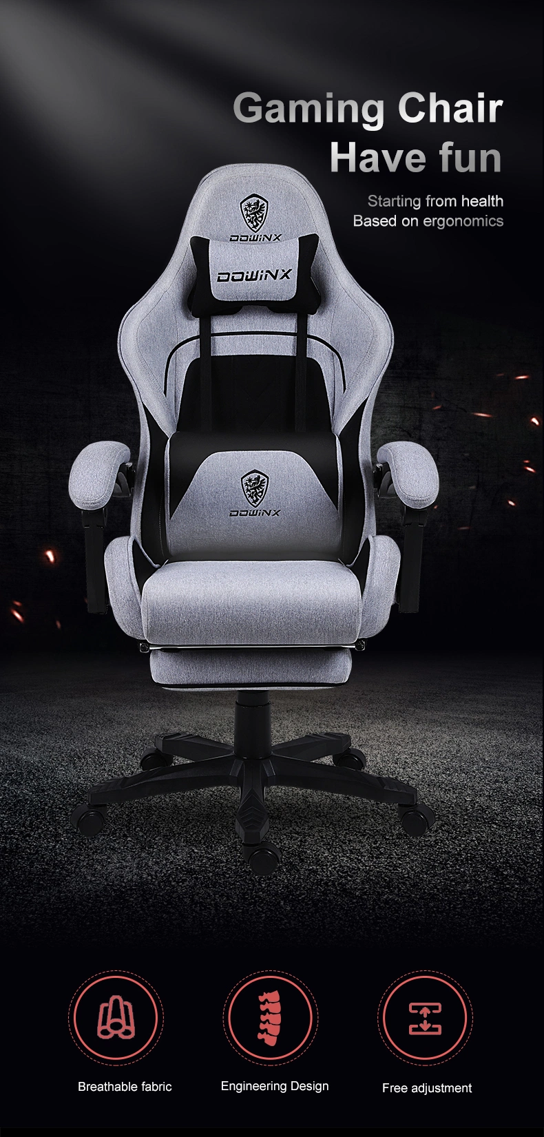 New High Back Low Price Gamer PC Gaming Chair New Type Dirt Resistant Fabric Chair