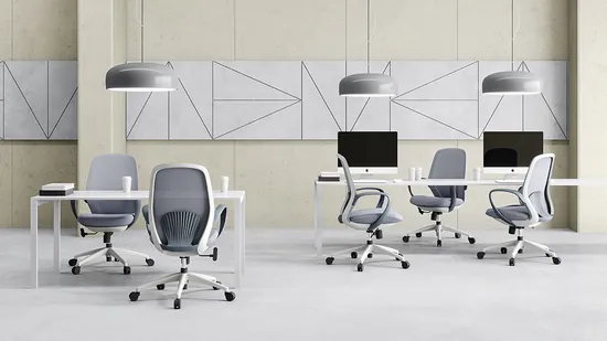 Factory Price Grey Mesh Office Swivel Executive Computer Chair with Fixed Armrest 